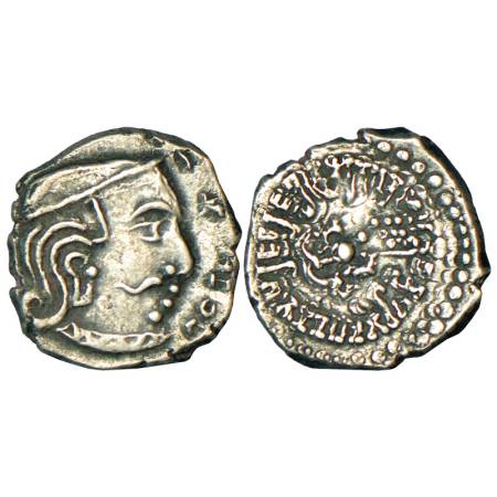 Gupta Empire, Kumara Gupta I (415-450 AD), silver drachm of 'Western India' type, die shif