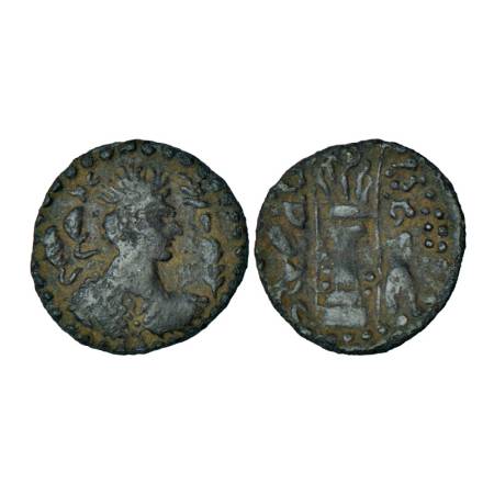 Nezak Huns, Zabulistan series (650-700 AD), copper half drachm, 1.44g. Obv: Draped bust to