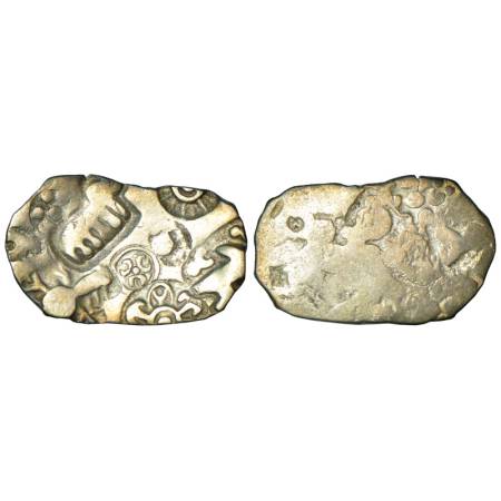 Imperial Magadhan silver punch-marked Karshapana coin (400-350 BC), 3.23g. Obv: Five punch