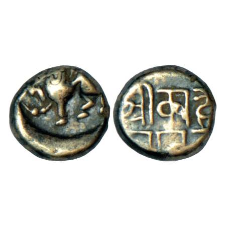 Yadavas of Devagiri, Krishna, a.k.a. Kanhara (1245-1261 AD), silver dramma, 0.94g. Obv: Li