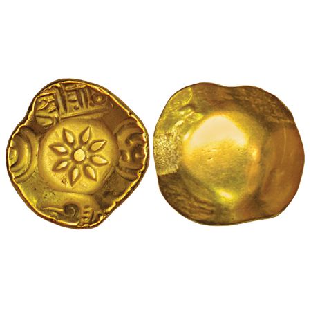 Yadavas of Devagiri, Ramachandra (1270-1311 AD), gold punch marked Asu or 'Padma tanka', 3
