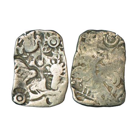 Imperial Magadhan silver punch-marked Karshapana coin (400-350 BC), 2.87g. Obv: Five punch