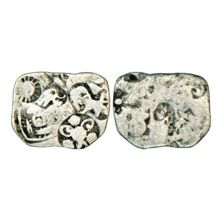 Imperial Magadhan silver punch-marked Karshapana coin (400-350 BC), 2.44g. Obv: Five punch