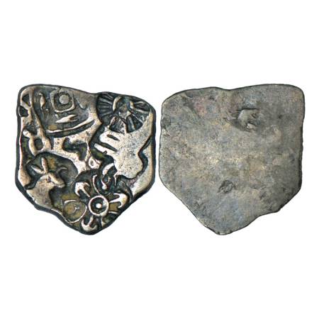 Imperial Magadhan silver punch-marked Karshapana coin (400-350 BC), 3.43g. Obv: Five punch