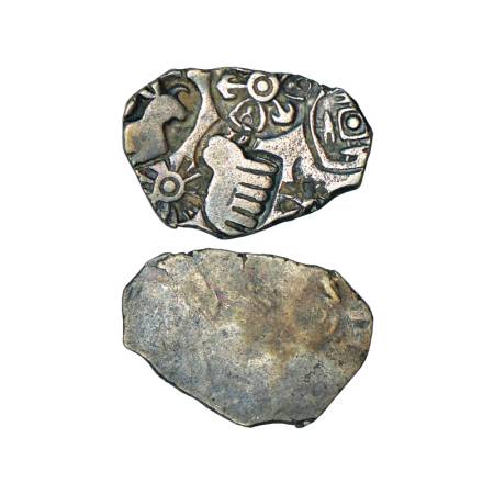 Imperial Magadhan silver punch-marked Karshapana coin (400-350 BC), 3.36g. Obv: Five punch
