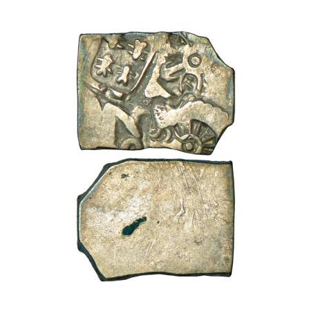 Imperial Magadhan silver punch-marked Karshapana coin (370-320 BC), 3.50g. Obv: Five punch