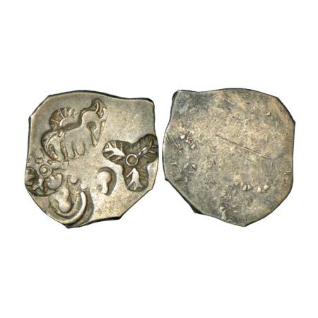 Imperial Magadhan silver punch-marked Karshapana coin (350-300 BC), 3.29g. Obv: Five punch