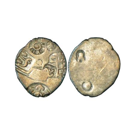 Imperial Magadhan silver punch-marked Karshapana coin (350-300 BC), 3.36g. Obv: Five punch