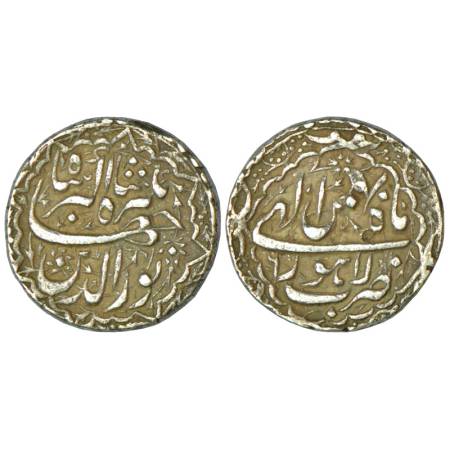 Jahangir (1605-1627 AD), silver rupee, 11.42g, Lahore mint, Bahman 6, ornamental border on