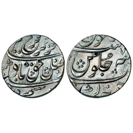 Farrukhsiyar (1713-1719 AD), silver rupee, 11.59g, Junagadh mint, AH (11)30/RY 7. KM 377.3
