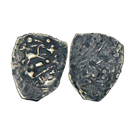 Archaic silver punch-marked coin, Saurashtra region, usually attributed to 'Surashtra Jana