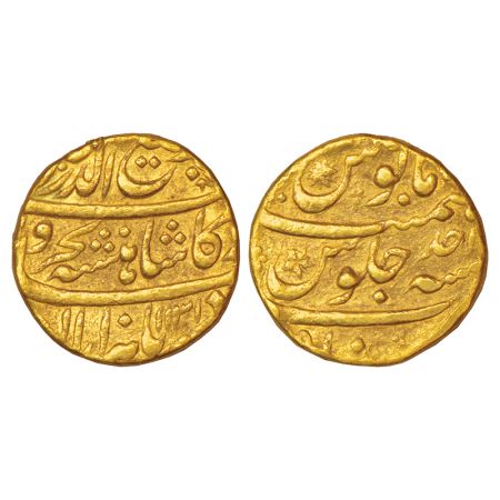 Rafi-ud-Darjat (1719 AD), gold mohur, Khujista Buniyad mint (partly visible), AH 1131/RY A
