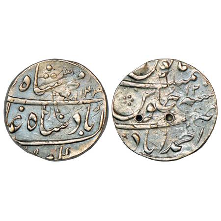 Muhammad Shah (1719-1748 AD), silver rupee, 11.53g, Ahmadabad mint, AH 1143/RY 12, double 