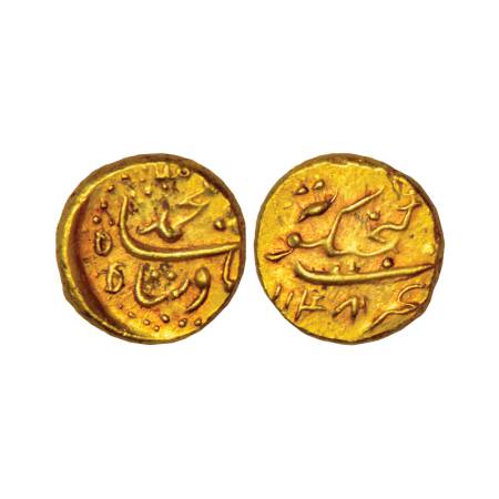 Muhammad Shah (1719-1748 AD), gold pagoda, 2.83g, Ganjikot mint (fully visible), AH 1148. 