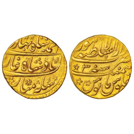 Ahmad Shah Bahadur (1748-1754 AD), gold mohur, 10.88g, Dar us-Sultanate Lahore mint, RY 3.