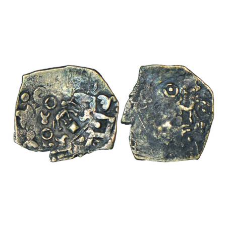 Archaic silver punch-marked coin, Saurashtra region, usually attributed to 'Surashtra Jana