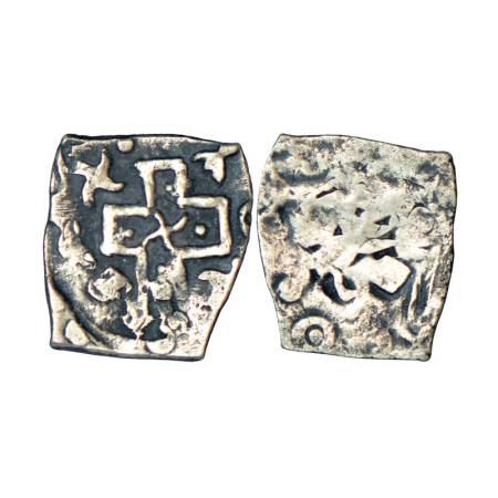 Archaic silver punch-marked coin, Saurashtra region, usually attributed to 'Surashtra Jana