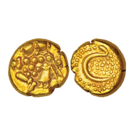 Mysore, Haider Ali (1761-1782 AD), gold pagoda, 3.43g. Obv: Shiva Parvati seated. Rev: Per
