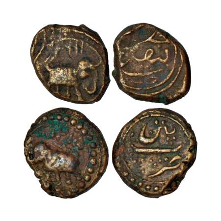 Mysore, Tipu Sultan (1787-1799 AD), copper ¼ paisa (2), 1x, 3.10g, Faiz Hisar mint, KM 41.