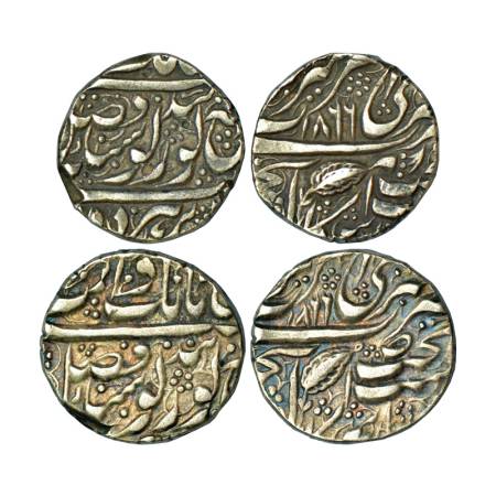 Sikh Empire, silver rupee (2), 11.11g & 11.03g, Amritsar mint, 'Nanak Shahi' couplet, VS 1
