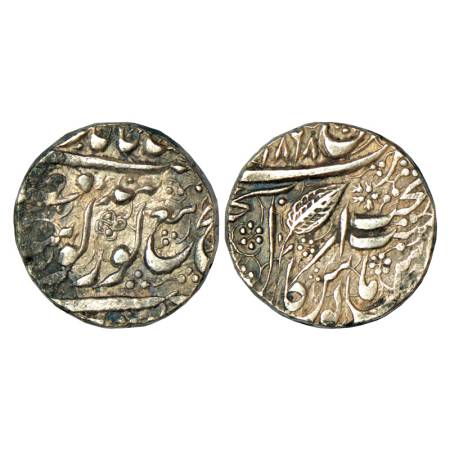 Sikh Empire, silver rupee, 11.04g, Amritsar mint, 'Nanak Shahi' couplet, VS 1868, 4 petals