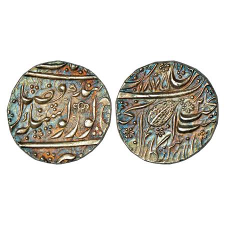 Sikh Empire, silver rupee, 11.11g, Amritsar mint, 'Nanak Shahi' couplet, VS 1875, 'Aarsi' 