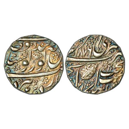 Sikh Empire, silver rupee, 11.14g, Amritsar mint, 'Nanak Shahi' couplet, VS 1876, Flower s