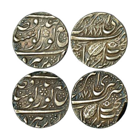 Sikh Empire, silver rupee (2), 11.10g & 11.09g, Amritsar mint, 'Nanak Shahi' couplet, VS 1