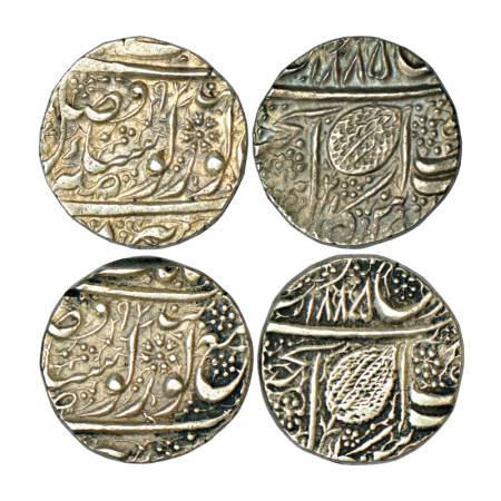 Sikh Empire, silver rupee (2), 11.12g & 11.09g, Amritsar mint, 'Nanak Shahi' couplet, froz