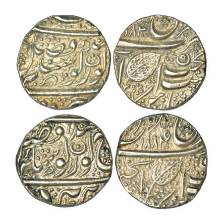 Sikh Empire, silver rupee (2), Amritsar mint, 'Nanak Shahi' couplet, frozen year, VS 1884.