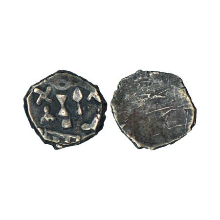 Archaic silver punch-marked coin, Saurashtra region, usually attributed to 'Surashtra Jana