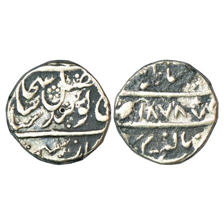 Sikh Empire, silver rupee, 10.97g, Lahore mint, 'Nanak Shahi' couplet, VS 1878. Herrli 08.