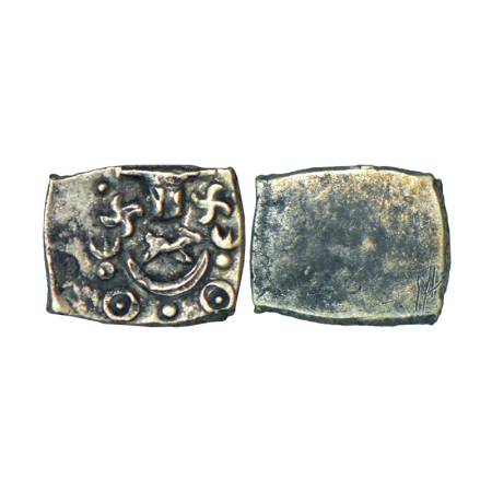 Archaic silver punch-marked coin, Saurashtra region, usually attributed to 'Surashtra Jana