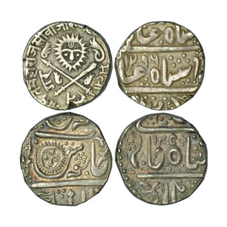 Indore, Shivaji Rao (1886-1903 AD), silver rupee (2), in the name of Shah Alam II. (A) 11.