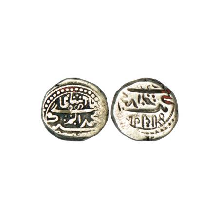 Junagadh, Bahadur Khan (1811-1840 AD), silver kori, 4.54g, Lakhi (brockage) on reverse. KM