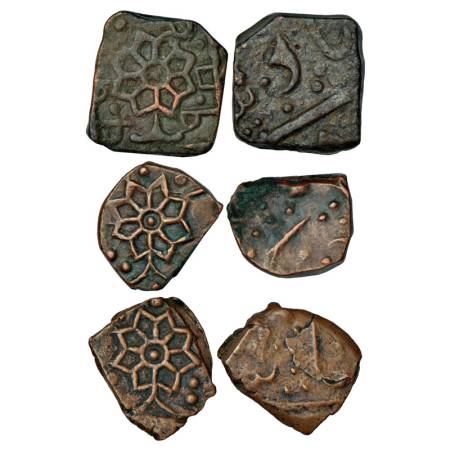 Lunawada, Wakhat Singh (1867-1929 AD), copper set of 3 coins, 1x paisa, 7.99g, 1x ½ paisa,