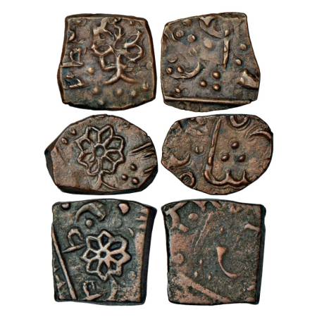 Lunawada, Wakhat Singh (1867-1929 AD), copper set of 3 coins, 1x paisa, 8.69g, 1x ½ paisa,