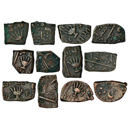 Lunawada, Wakhat Singh (1867-1929 AD), copper ½ paisa (6), 4.75g, 4.22g, 4.03g, 3.50g, 3.3