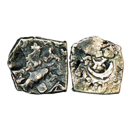Archaic silver punch-marked coin, Saurashtra region, usually attributed to 'Surashtra Jana
