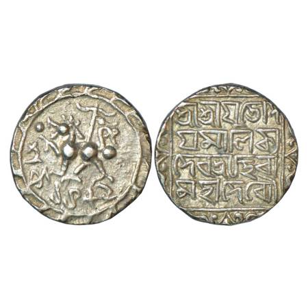 Tripura, Udaya Manikya (1567-1573 AD), silver tanka, with citing Queen Hira, Saka 1489, 10