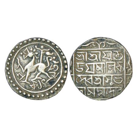 Tripura, Jaya Manikya (1573-1577 AD), silver tanka, with citing Queen Subhadra, Saka 1495,