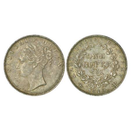 Victoria Queen, continuous legend, silver rupee, 1840, Madras mint, 11.58g, English Head, 
