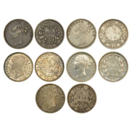 Victoria Queen, silver ¼ rupee (5), 1840, (A) continuous legend, 1x Bombay mint, PR 102, 1