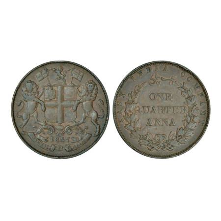 East India Company, Uniform Coinage, copper ¼ anna, 1857, Birmingham mint, 6.60g, wreath t