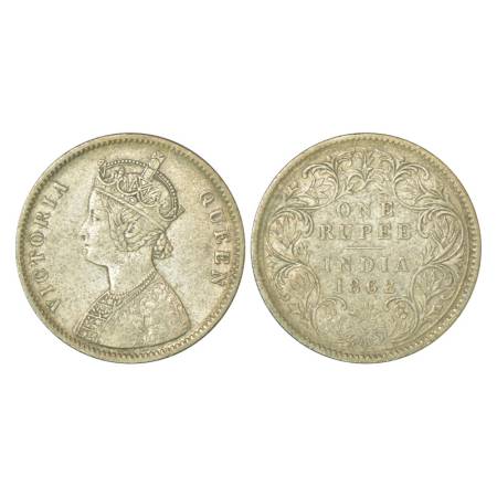 Victoria Queen, silver rupee, 1862, Calcutta mint, 11.52g, A / III, without crescent. PR 6