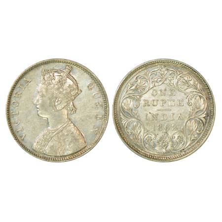 Victoria Queen, silver rupee, 1862, Bombay mint, 11.64g, B / II, 2/3 dots, very small cut 