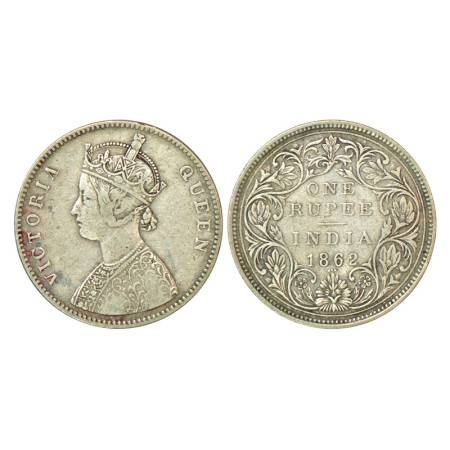 Victoria Queen, silver rupee, 1862, Bombay mint, 11.47g, A / II, 0/3 dots. PR 75, GK 297. 