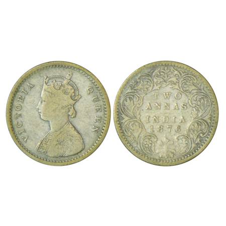 Victoria Queen, silver 2 annas, 1876, Bombay mint, 1.39g, A/I, dot. PR 519. About very fin