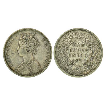 Victoria Empress, silver rupee, 1879, Bombay mint, 11.53g, A3/IV, no mint mark. Unlisted i