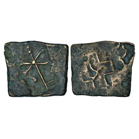 Western Khandesh, uninscribed die-struck coin of Post-Mauryan/Pre-Satavahana period in all